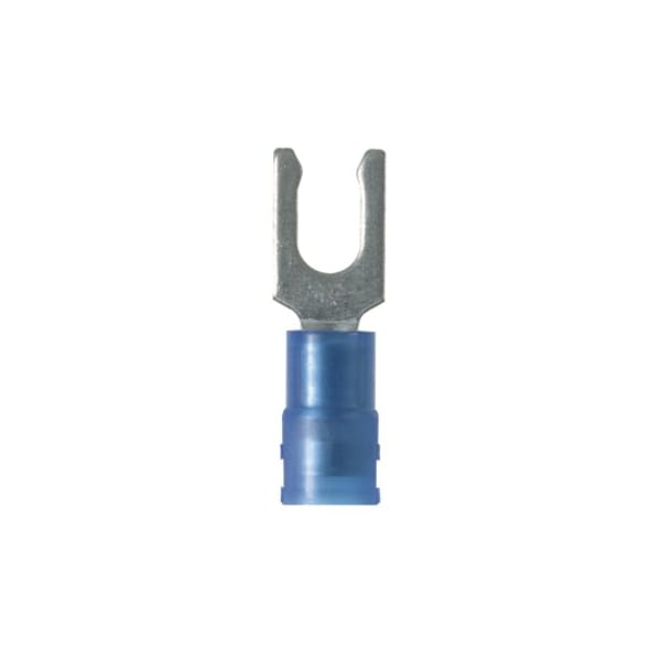 Fork Terminal, #8 Stud Size, 14 AWG, 600 V, Nylon Insulated, Blue, 1000 PK